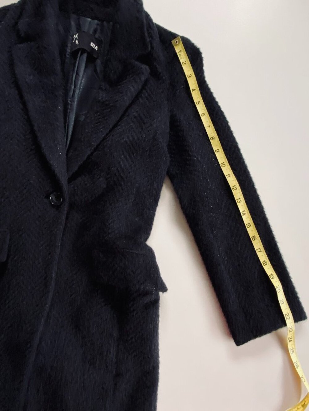 DIA Luxury Suri Alpaca Wool Shimmer Mid Length Coat Jacket Charcoal Black Small - Picture 9 of 13